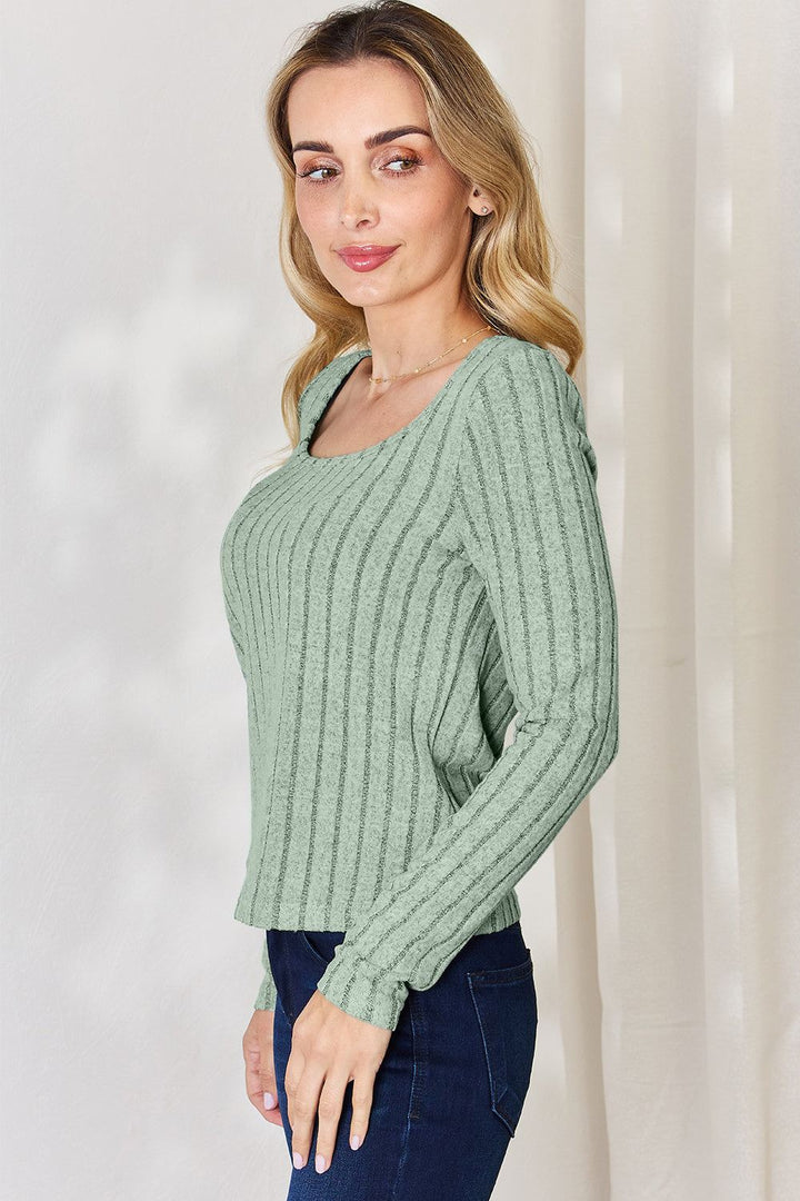 Ribbed Long Sleeve Top - Inspired Eye Boutique