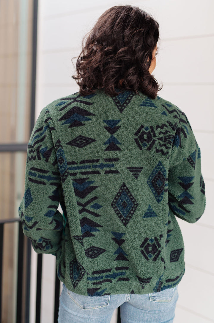 Geometric Fleece Button-Front Jacket - Inspired Eye Boutique