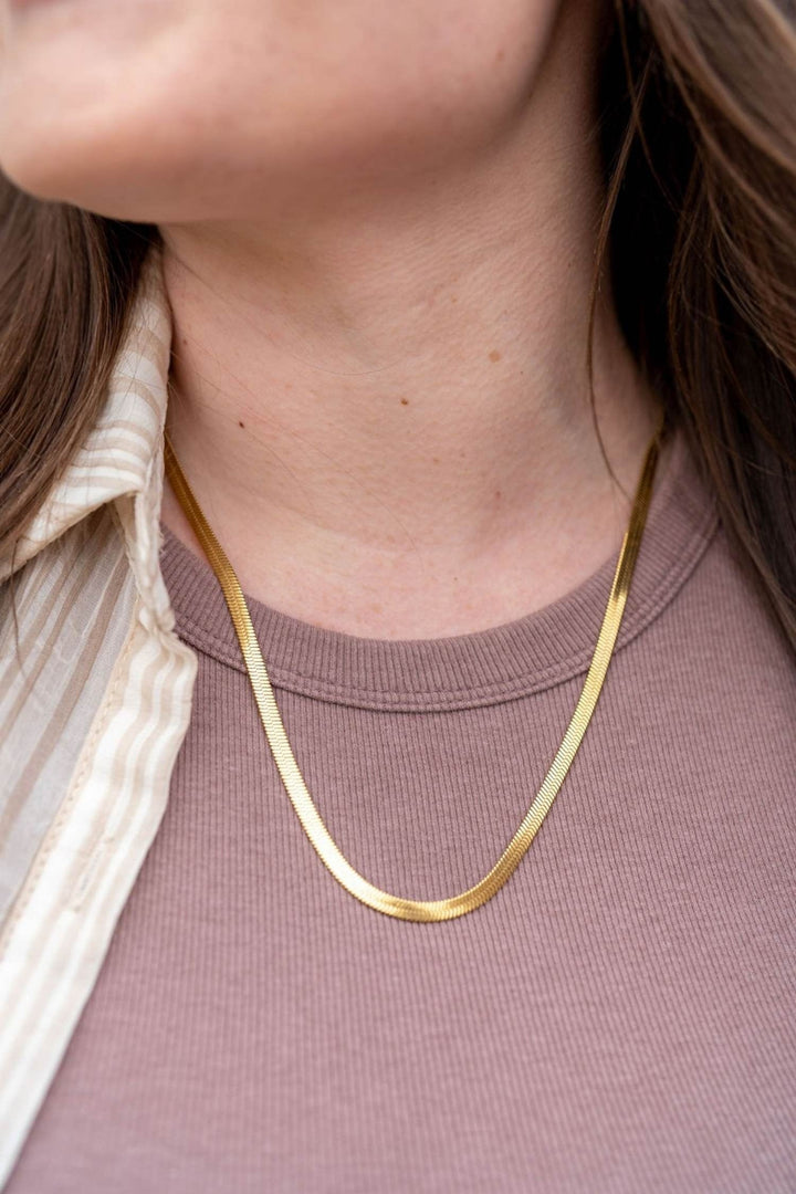 20 inch Gold Herringbone Chain - Stainless Steel - Inspired Eye Boutique