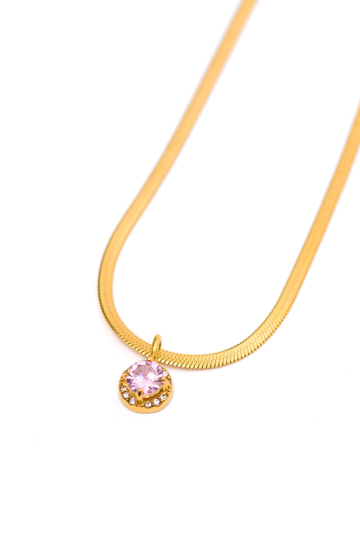 Gold Herringbone Pink Pendant Necklace - Inspired Eye Boutique