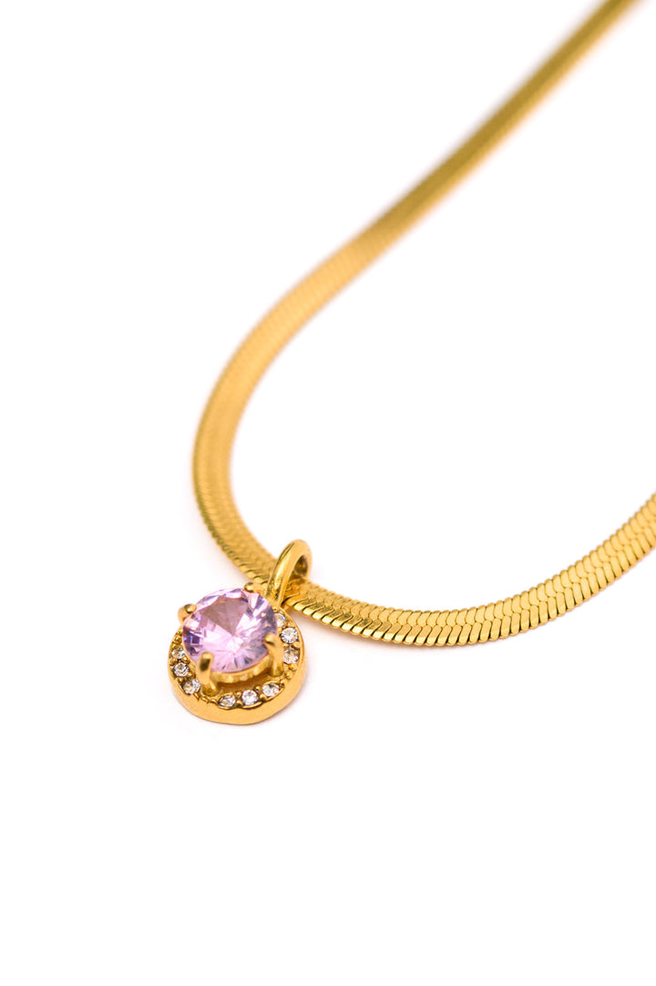 Gold Herringbone Pink Pendant Necklace - Inspired Eye Boutique