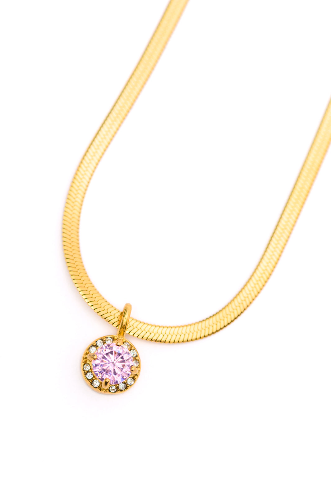 Gold Herringbone Pink Pendant Necklace - Inspired Eye Boutique