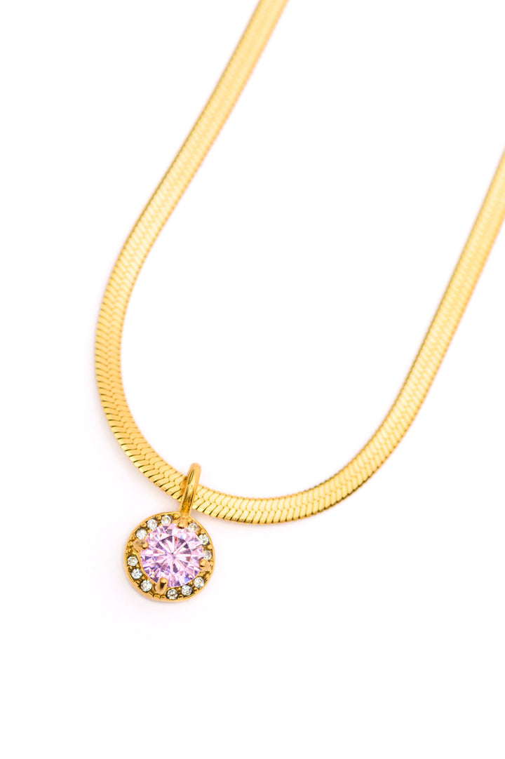 Gold Herringbone Pink Pendant Necklace - Inspired Eye Boutique