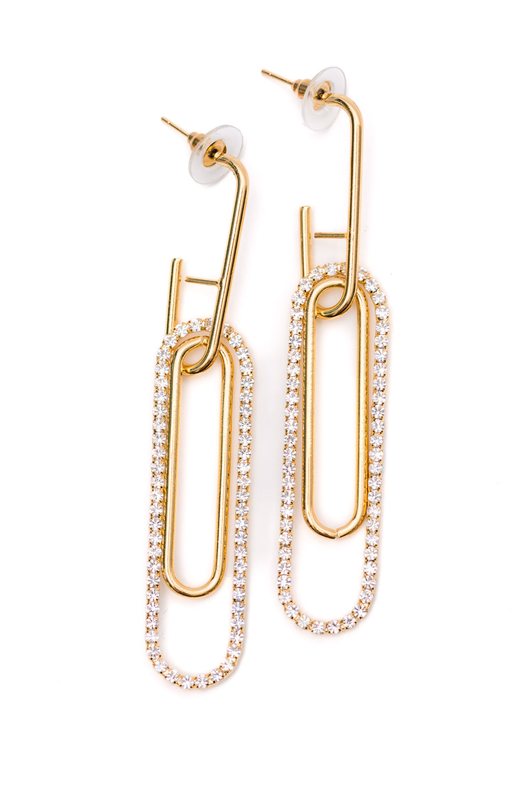 Gold Rhinestone Link Earrings - Inspired Eye Boutique