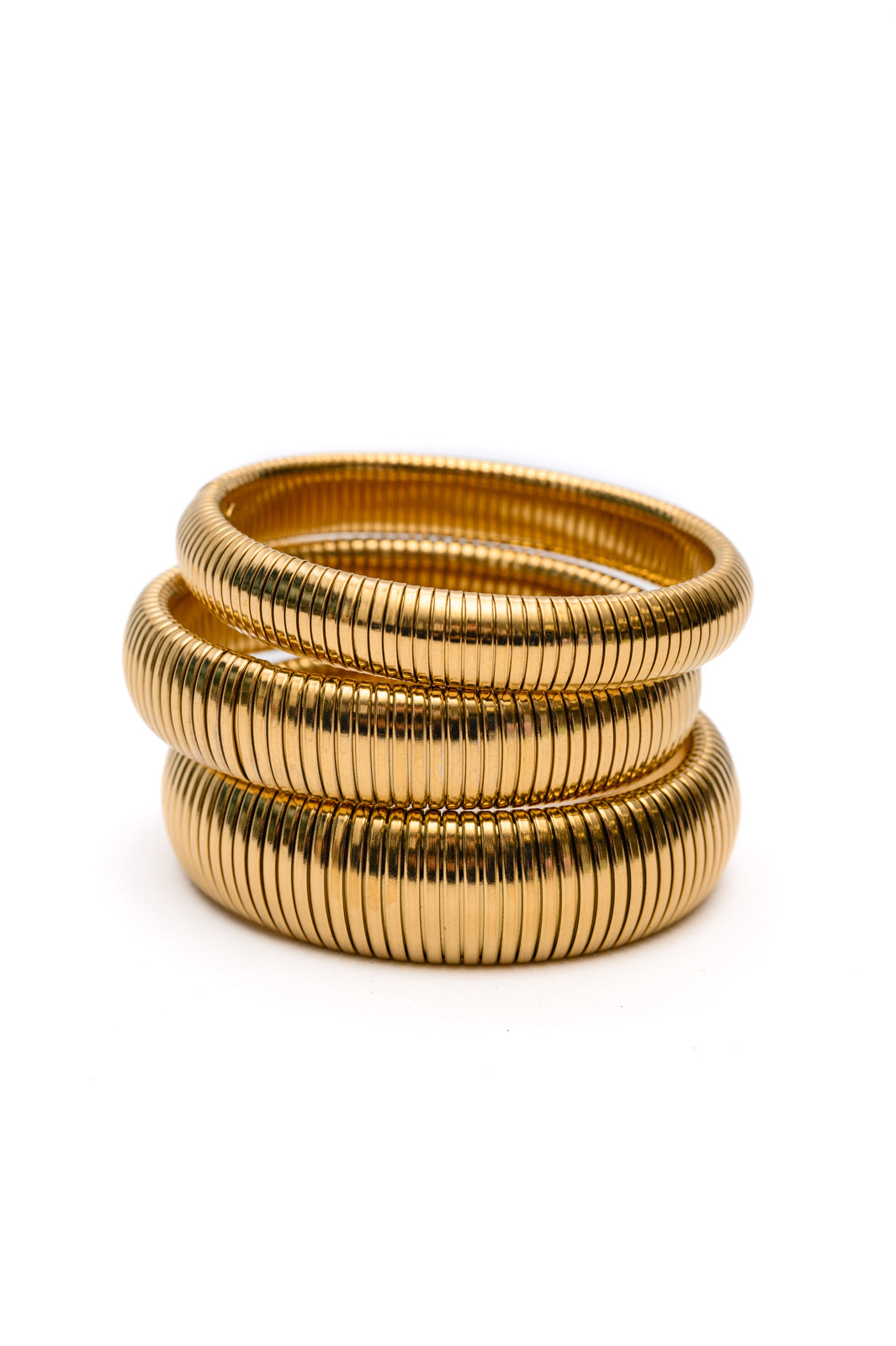 Gold Ribbed Bangle Bracelet Set - Inspired Eye Boutique