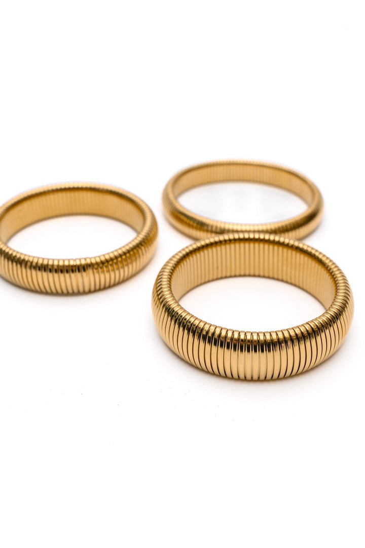 Gold Ribbed Bangle Bracelet Set - Inspired Eye Boutique