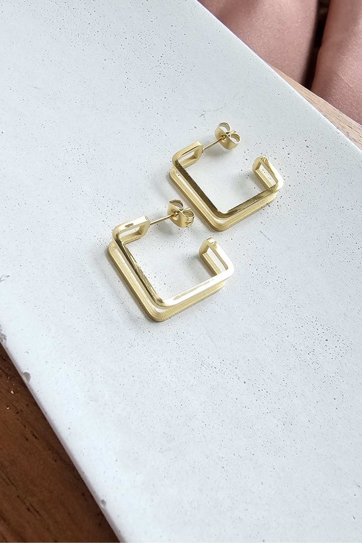 Gold Square Hoop Earrings - Inspired Eye Boutique