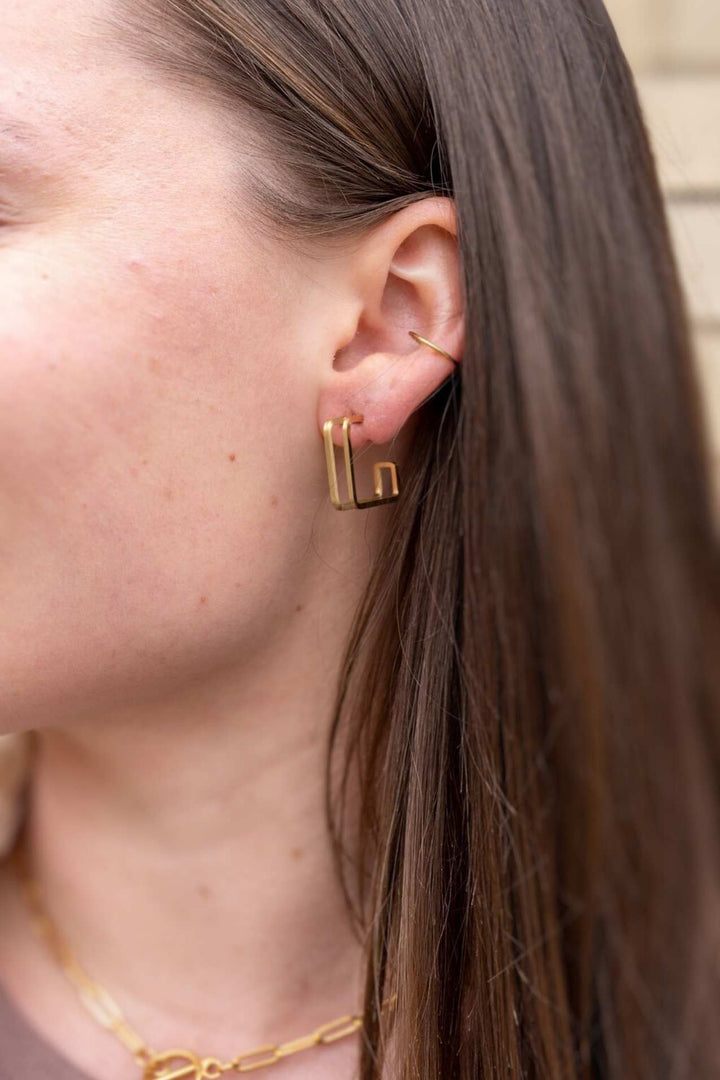 Gold Square Hoop Earrings - Inspired Eye Boutique