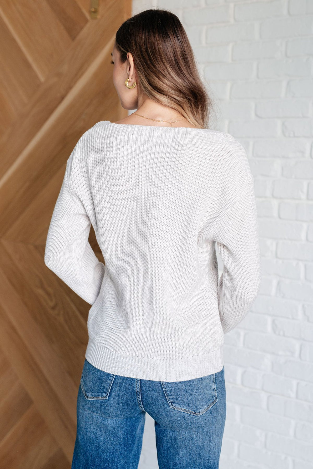 Gray Ribbed Knit V-Neck Sweater - Inspired Eye Boutique