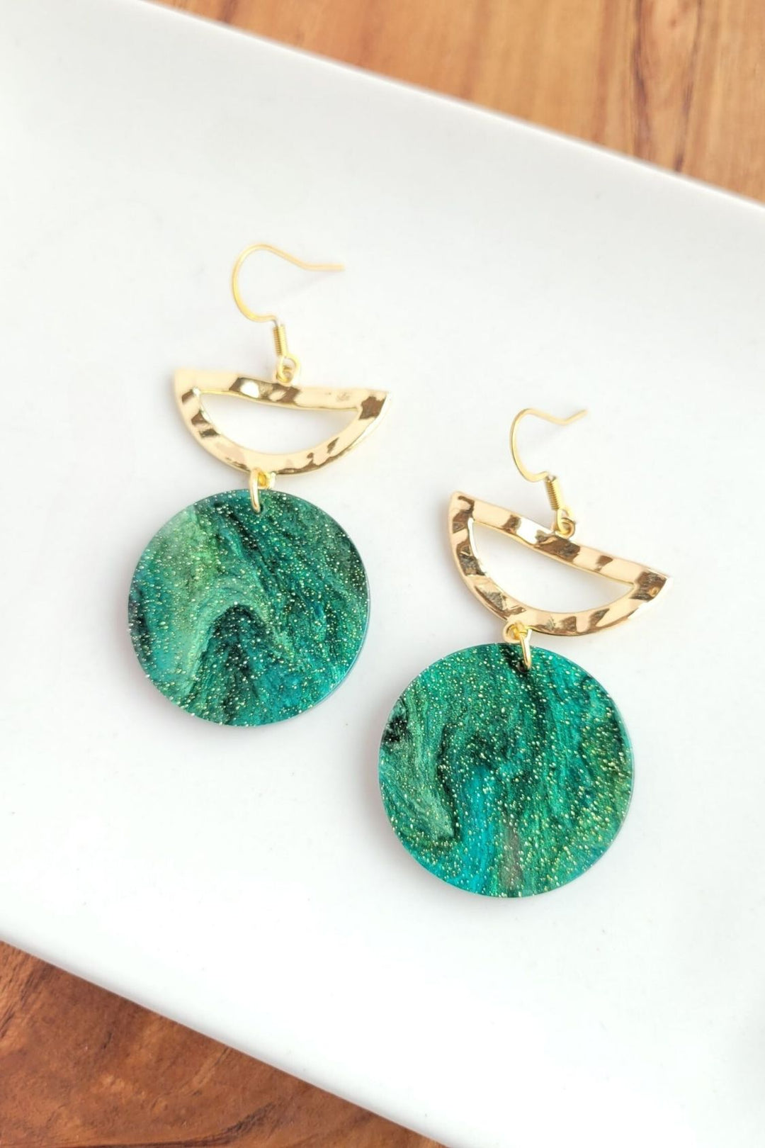 Green and Gold Earrings - St Patricks Day Earrings - Inspired Eye Boutique