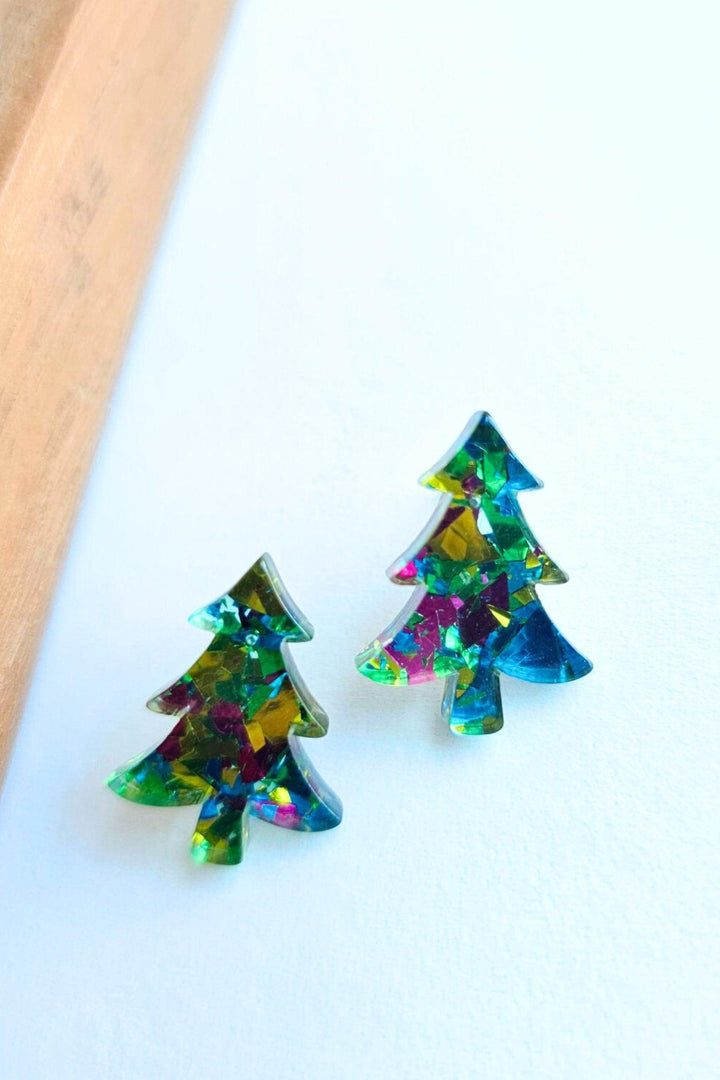 Green Christmas Tree Stud Earrings - Inspired Eye Boutique