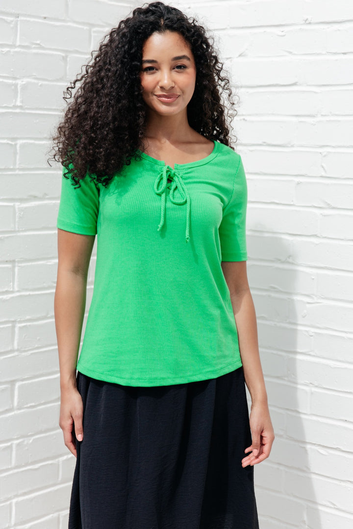 Green Half Sleeve Ribbed Top - Inspired Eye Boutique