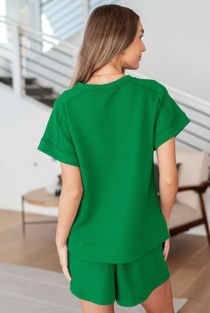 Green Quilted Short Sleeve Top - Inspired Eye Boutique