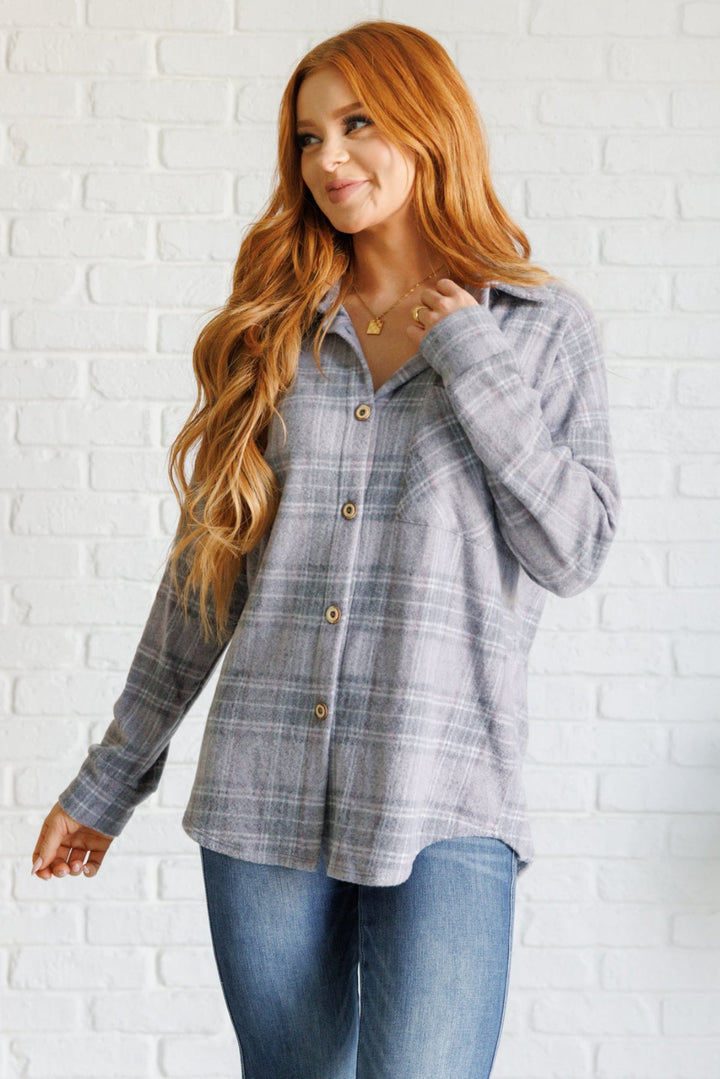 Grey Long Sleeve Plaid Button Up - Inspired Eye Boutique