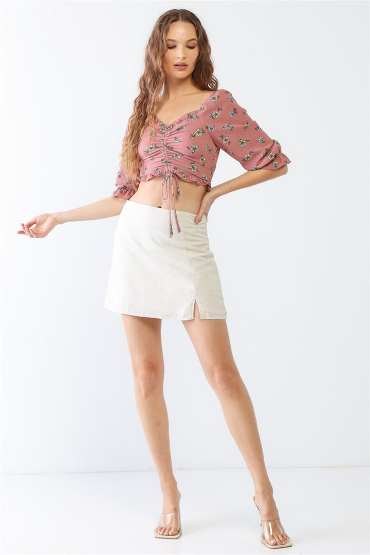 Half Sleeve Floral Crop Top - Inspired Eye Boutique