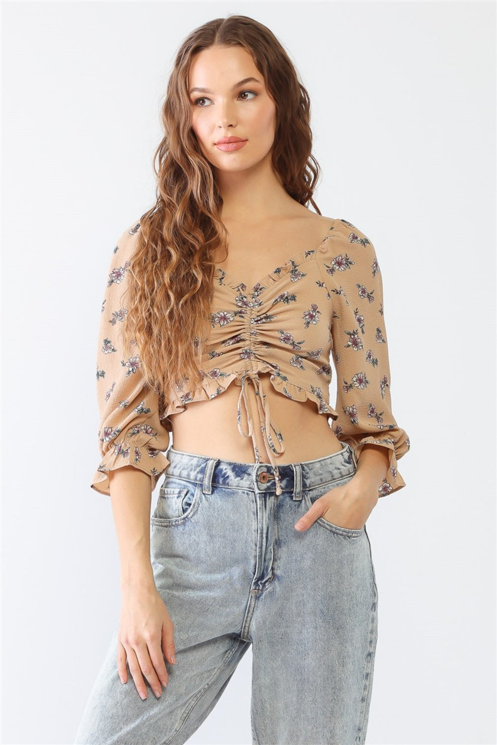 Half Sleeve Floral Crop Top - Inspired Eye Boutique