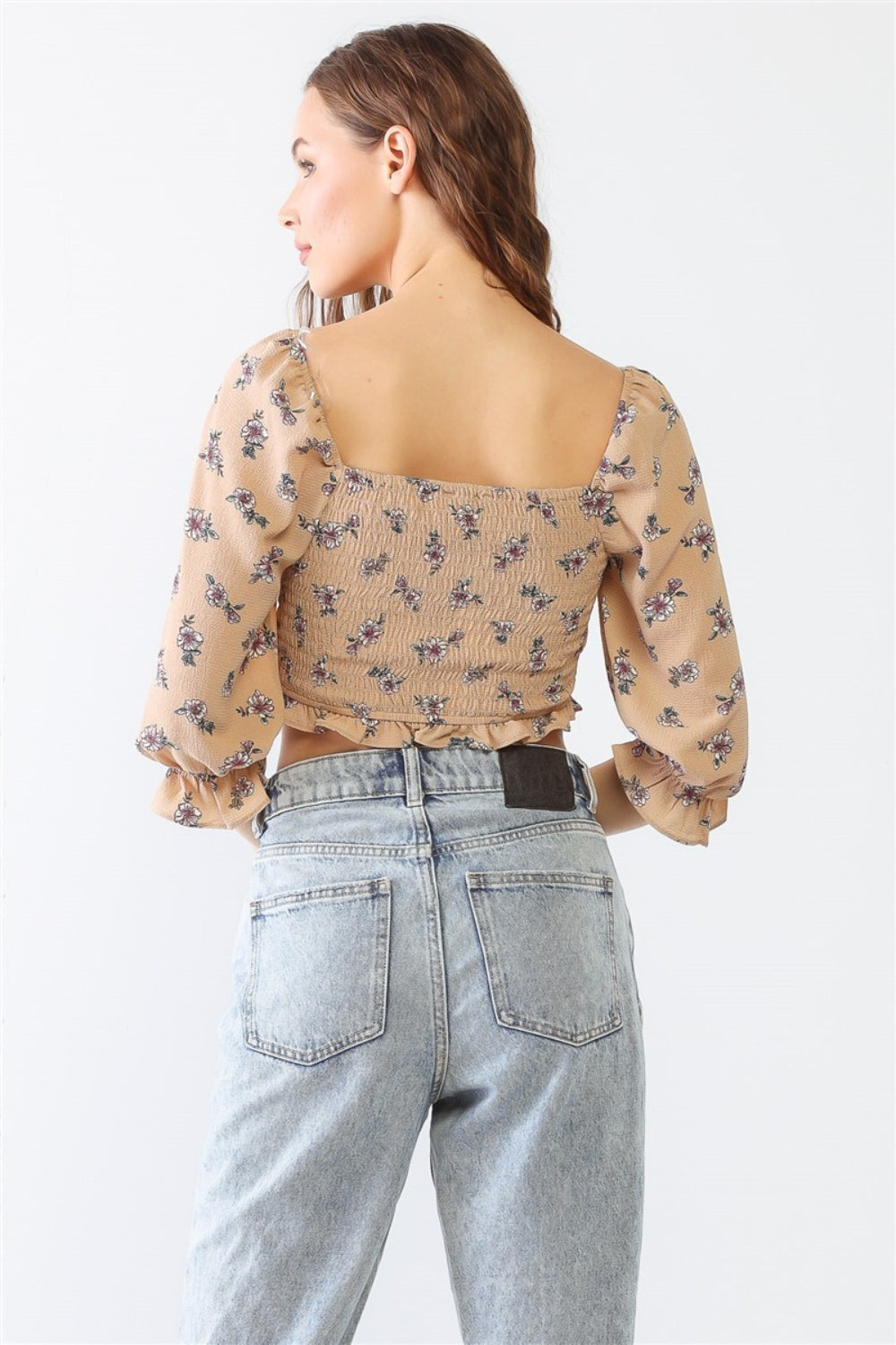 Half Sleeve Floral Crop Top - Inspired Eye Boutique