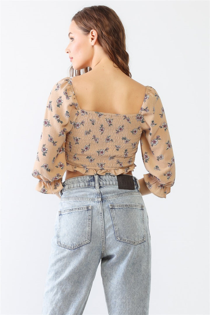 Half Sleeve Floral Crop Top - Inspired Eye Boutique