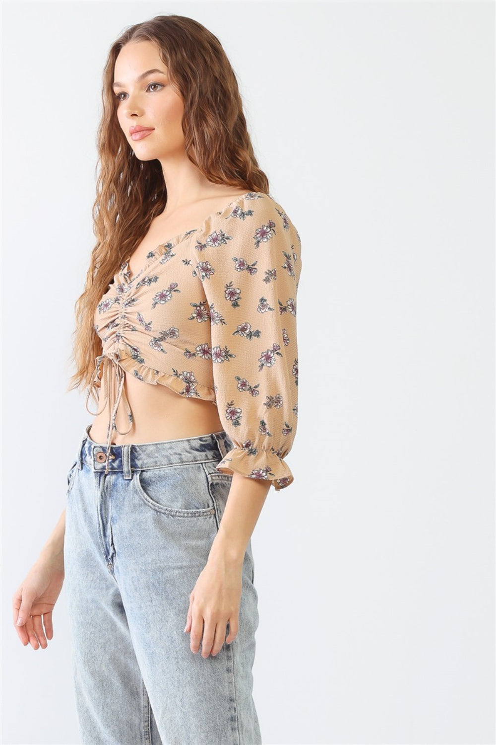 Half Sleeve Floral Crop Top - Inspired Eye Boutique