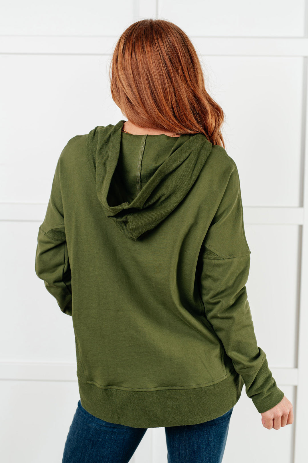 Half Snap Pullover French Terry Sweatshirt - Green - Inspired Eye Boutique