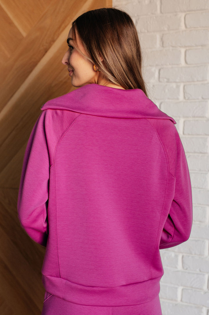 Half Zip Pullover Scuba Sweatshirt - Magenta - Inspired Eye Boutique