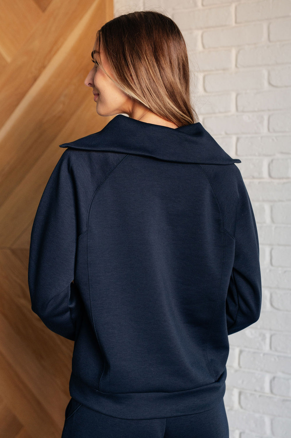 Half Zip Pullover Scuba Sweatshirt - Navy - Inspired Eye Boutique