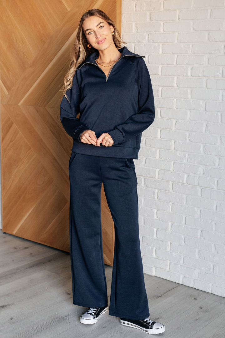 Half Zip Pullover Scuba Sweatshirt - Navy - Inspired Eye Boutique