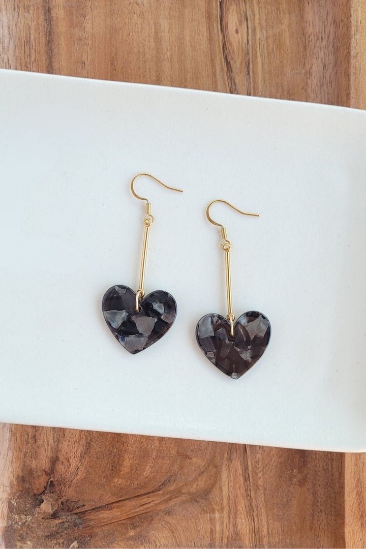 Black Heart Earrings - Dangle Earrings - Inspired Eye Boutique