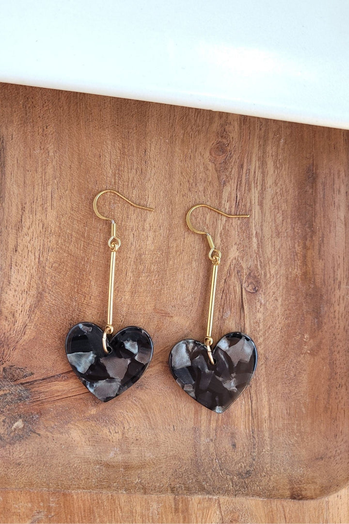 Black Heart Earrings - Dangle Earrings - Inspired Eye Boutique
