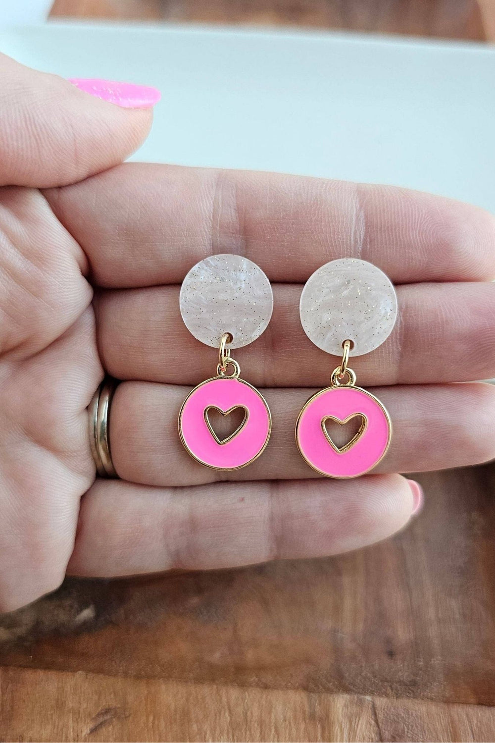 Heart Dangle Earrings - Pink - Inspired Eye Boutique