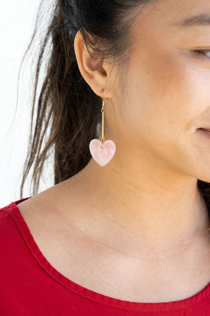 Pink Heart Earrings - Dangle - Inspired Eye Boutique