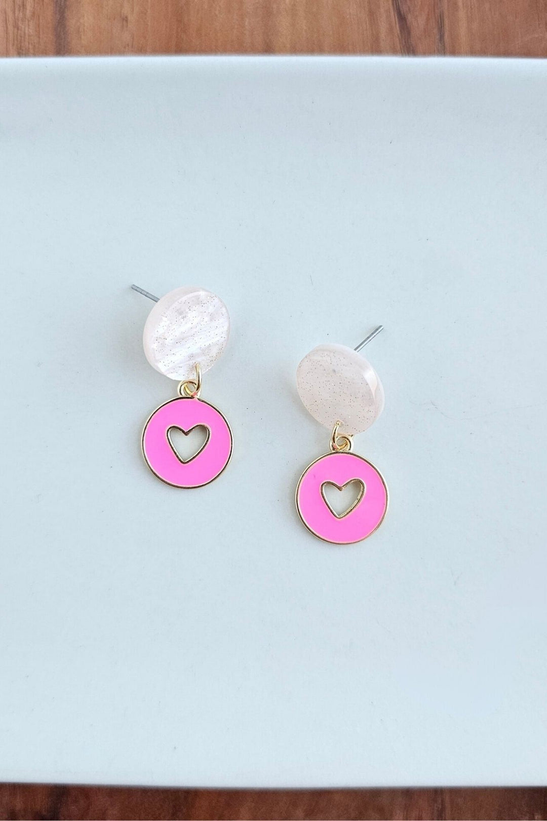 Heart Dangle Earrings - Pink - Inspired Eye Boutique