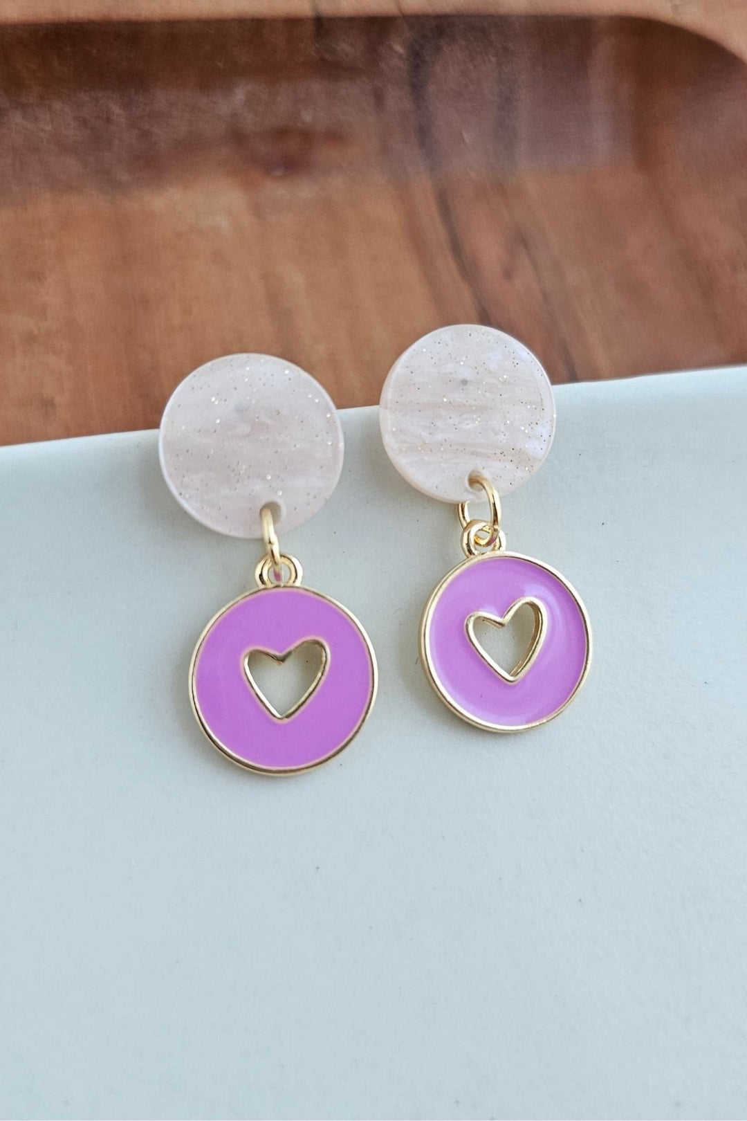 Heart Dangle Earrings - Purple - Inspired Eye Boutique