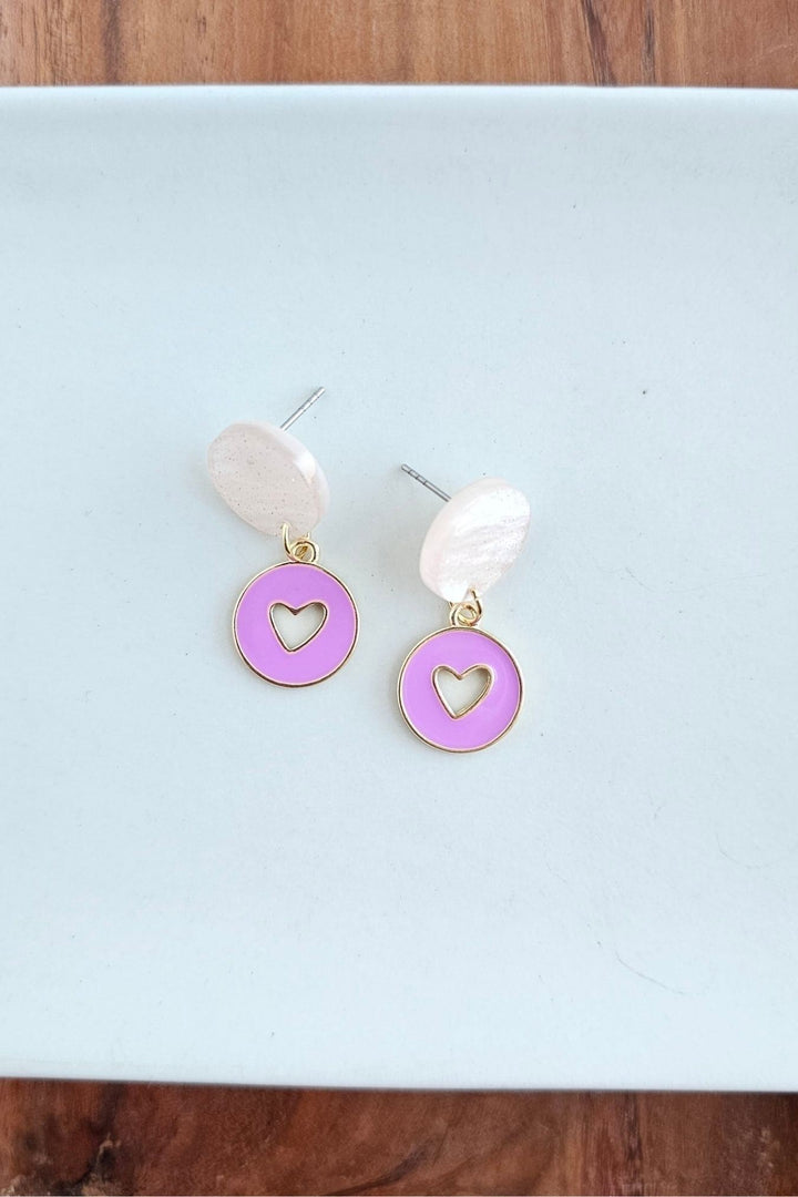 Heart Dangle Earrings - Purple - Inspired Eye Boutique