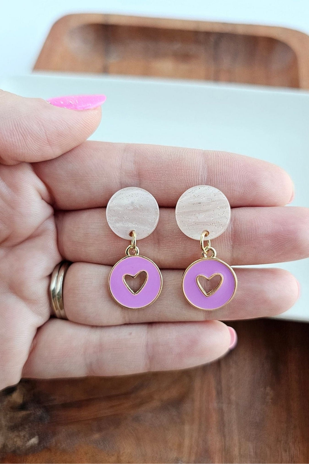 Heart Dangle Earrings - Purple - Inspired Eye Boutique