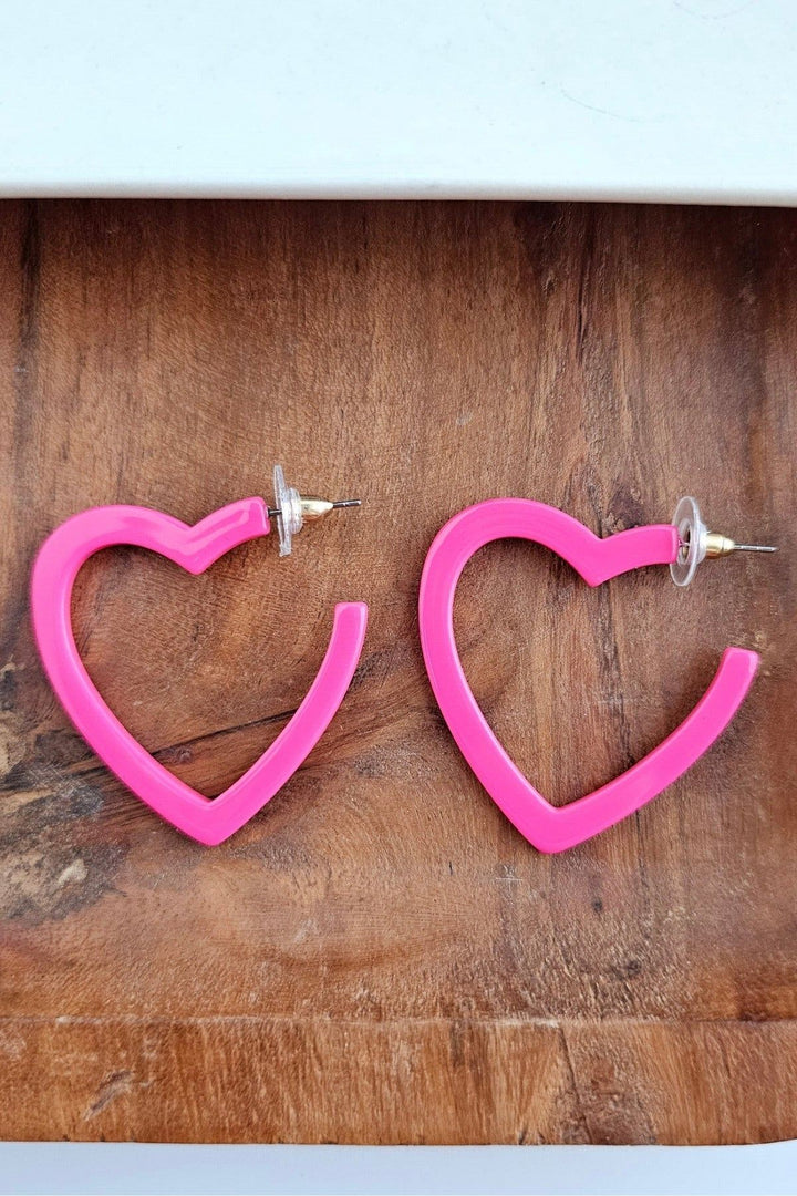 Heart Hoop Earrings - Hot Pink - Inspired Eye Boutique