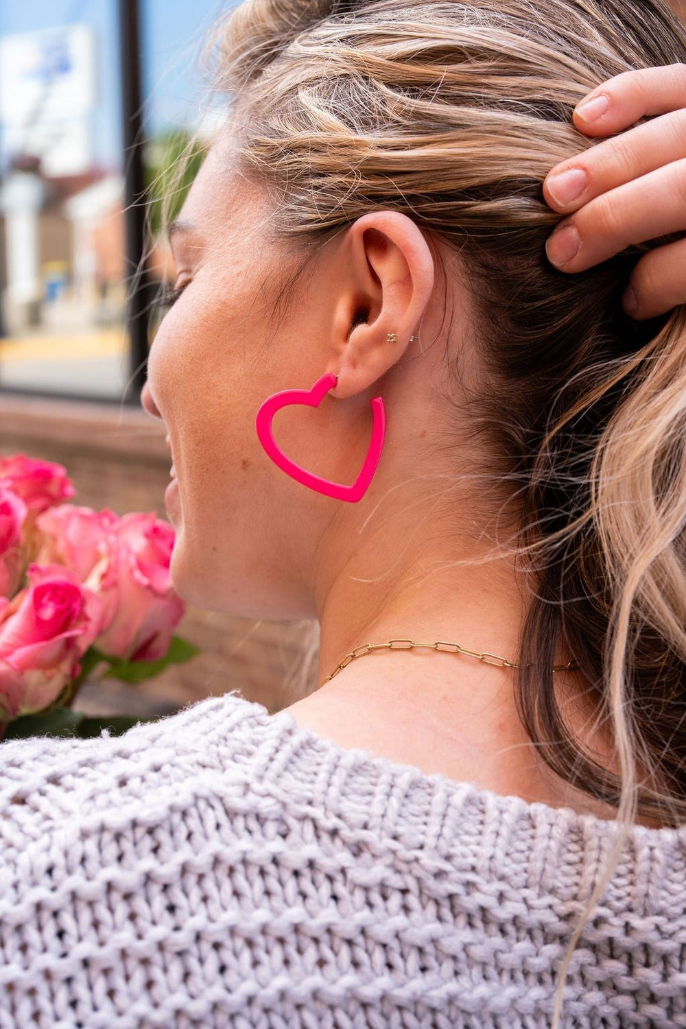 Heart Hoop Earrings - Hot Pink - Inspired Eye Boutique