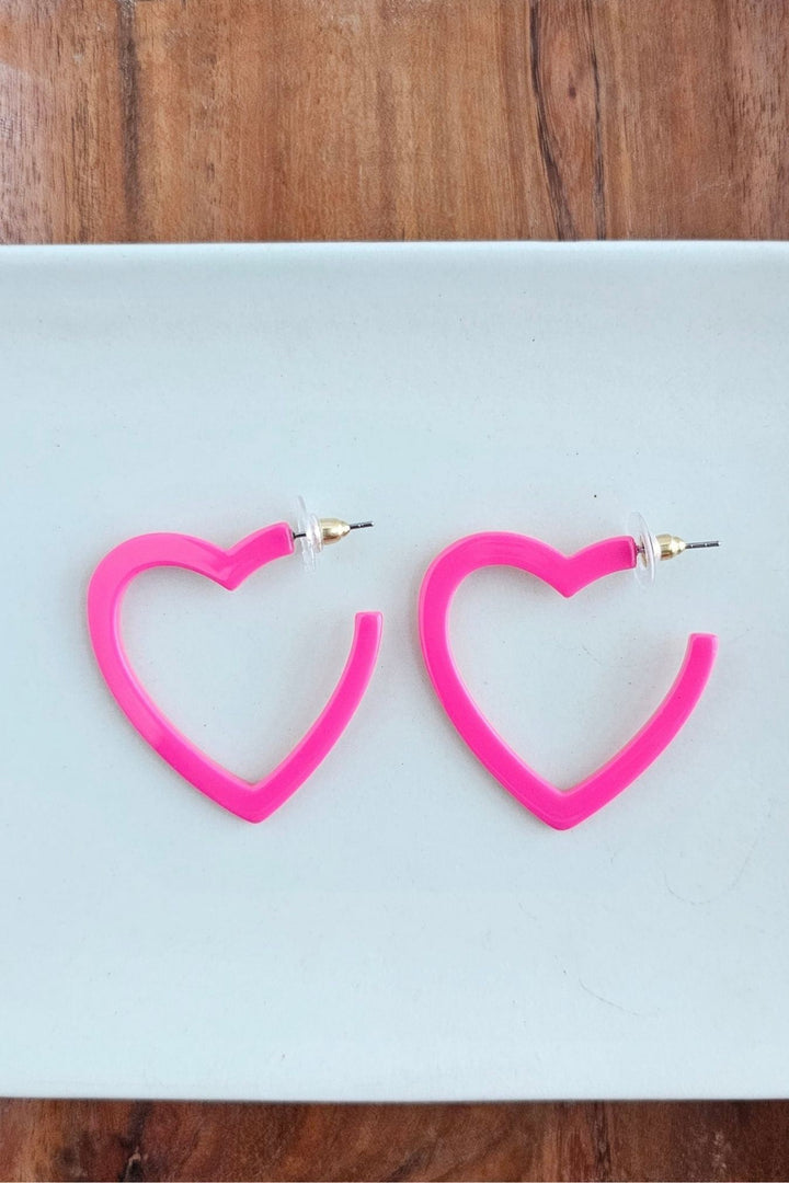 Heart Hoop Earrings Hot Pink - Inspired Eye Boutique