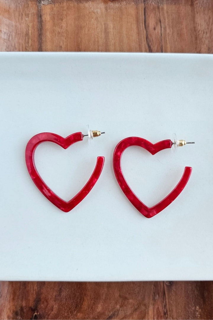 Heart Hoop Earrings - Red - Inspired Eye Boutique