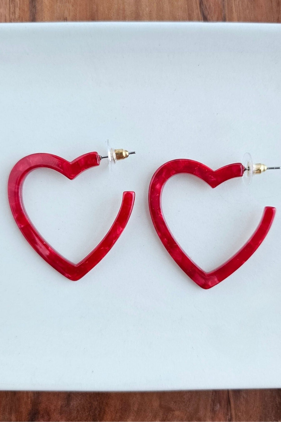 Heart Hoop Earrings - Red - Inspired Eye Boutique