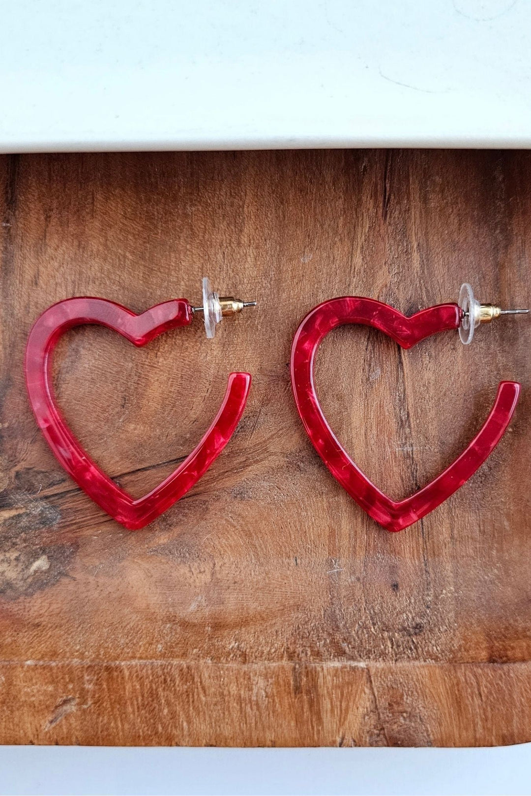 Heart Hoop Earrings - Red - Inspired Eye Boutique