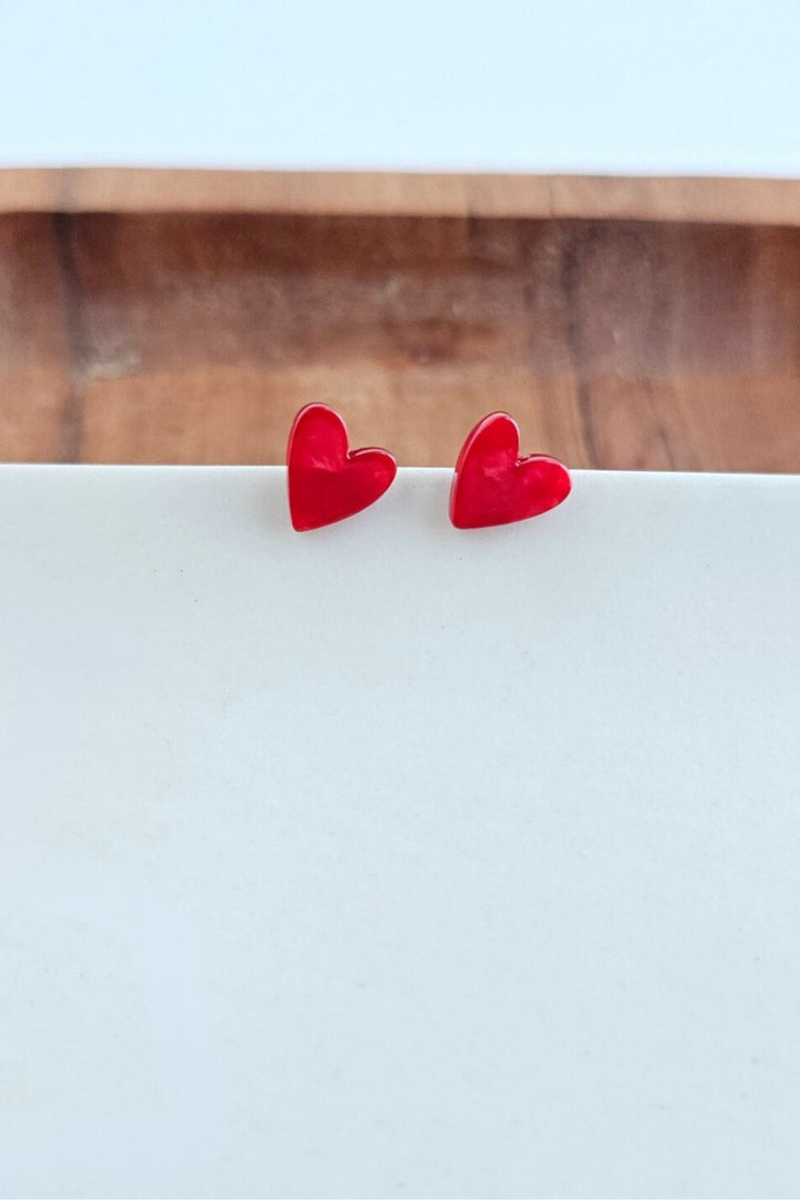 Red Heart Stud Earrings - Inspired Eye Boutique