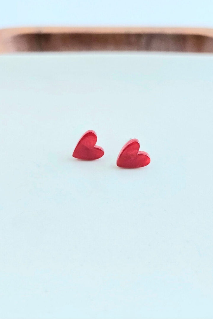 Red Heart Stud Earrings - Inspired Eye Boutique