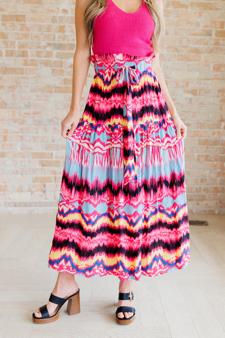 Hot Pink Abstract Maxi Skirt - Inspired Eye Boutique