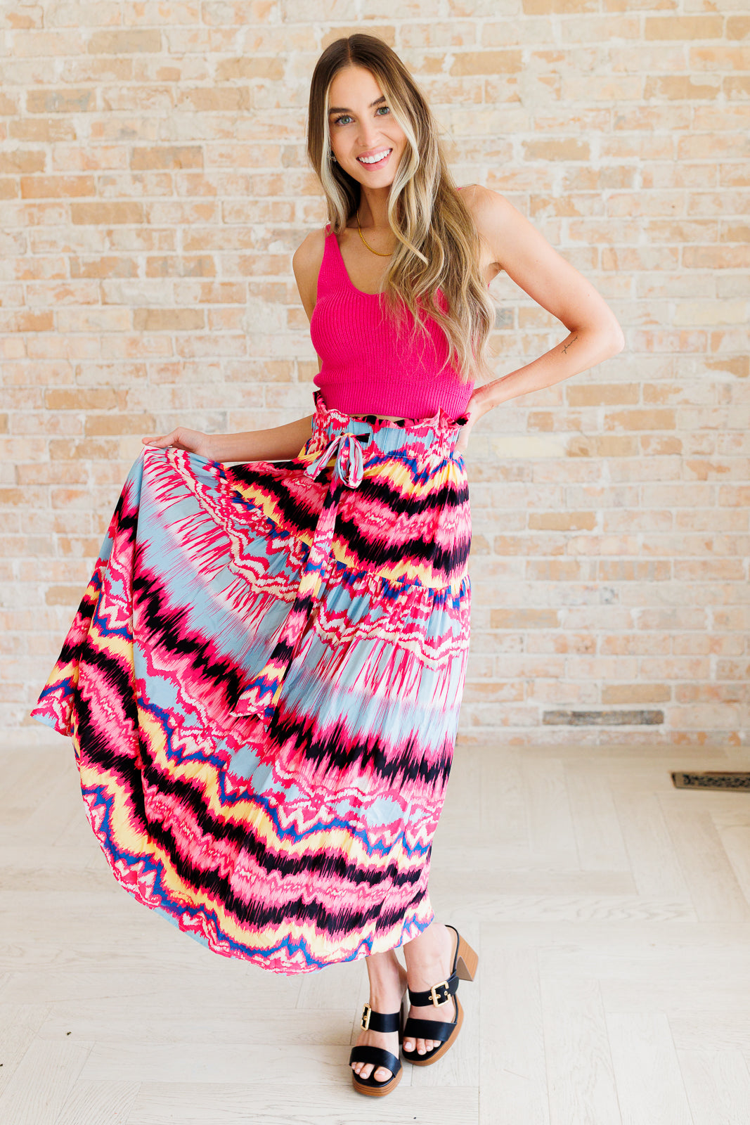 Hot Pink Abstract Maxi Skirt - Inspired Eye Boutique