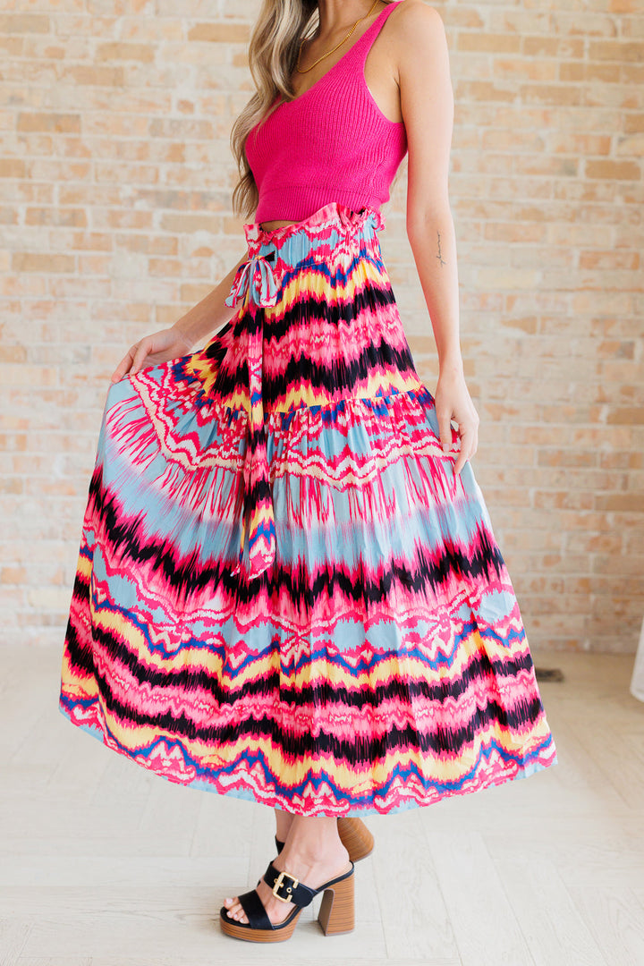 Hot Pink Abstract Maxi Skirt - Inspired Eye Boutique