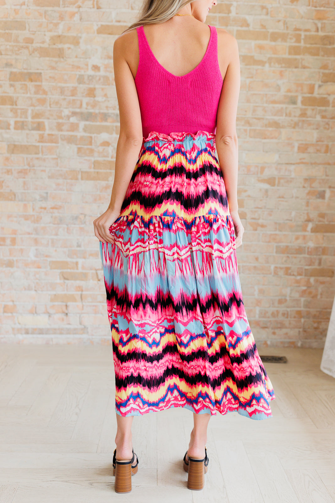 Hot Pink Abstract Maxi Skirt - Inspired Eye Boutique