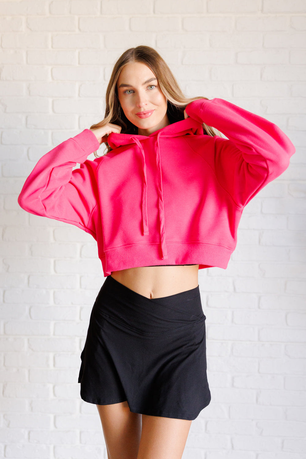 Hot Pink French Terry Long Sleeve Hoodie - Inspired Eye Boutique