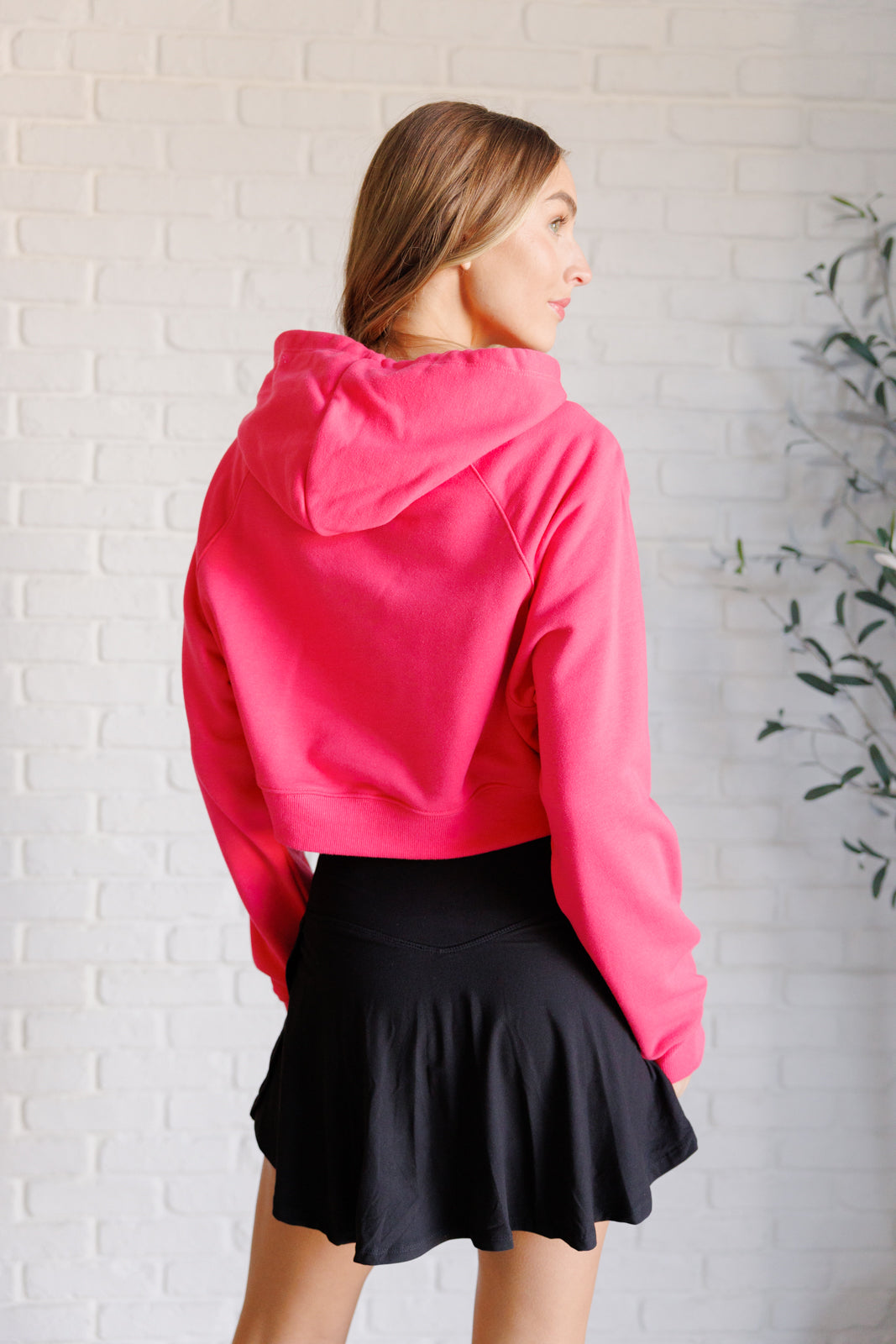 Hot Pink French Terry Long Sleeve Hoodie - Inspired Eye Boutique