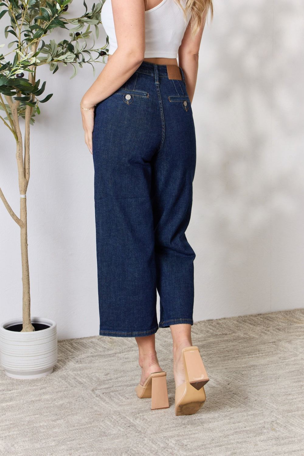 Judy Blue - Cropped Wide Leg Tummy Control Jeans - Inspired Eye Boutique